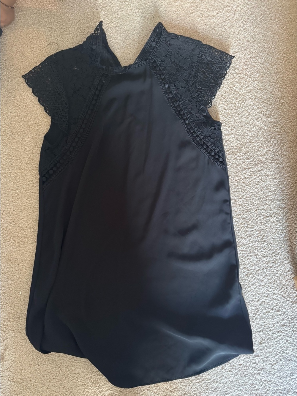 Lace Trim Black Women's Shell Top